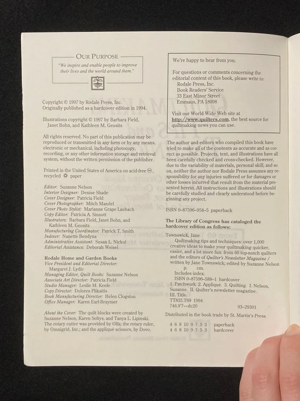 ⭐️ Quiltmaking Tips & Techniques by Jane Townswick Paperback